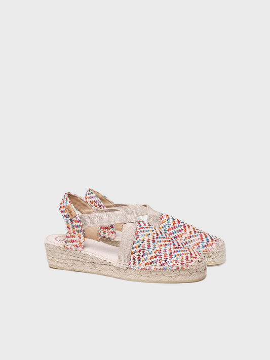 VERA-MS Alpargata plana de mujer en rafia multicolor
