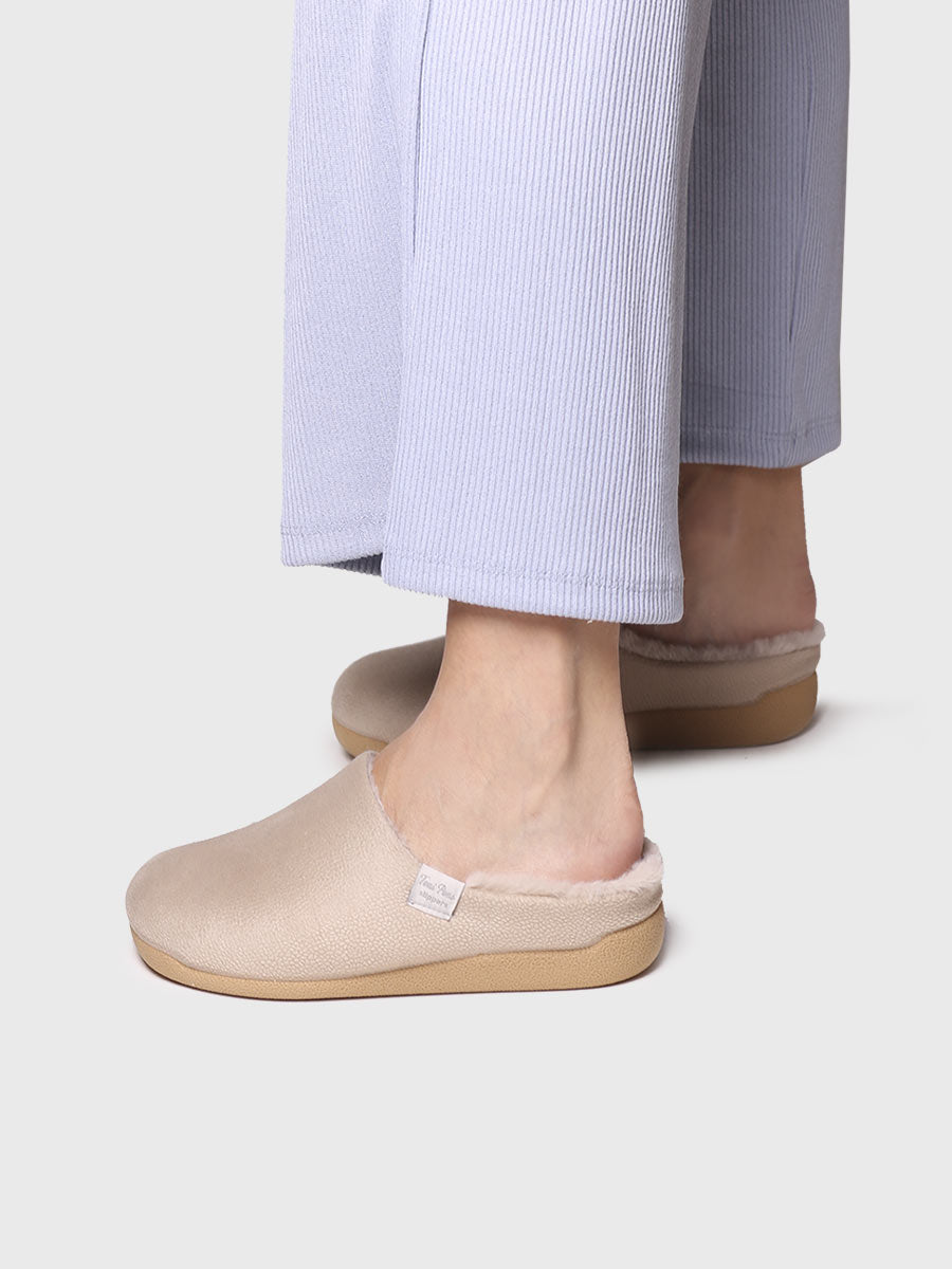 Moscu-bd pedra | Zapatilla de casa tipo zueco con forro interior para mujer