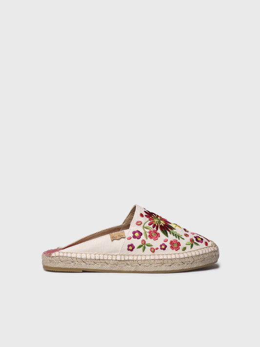 ROVIRA Alpargata mule de mujer con bordado floral