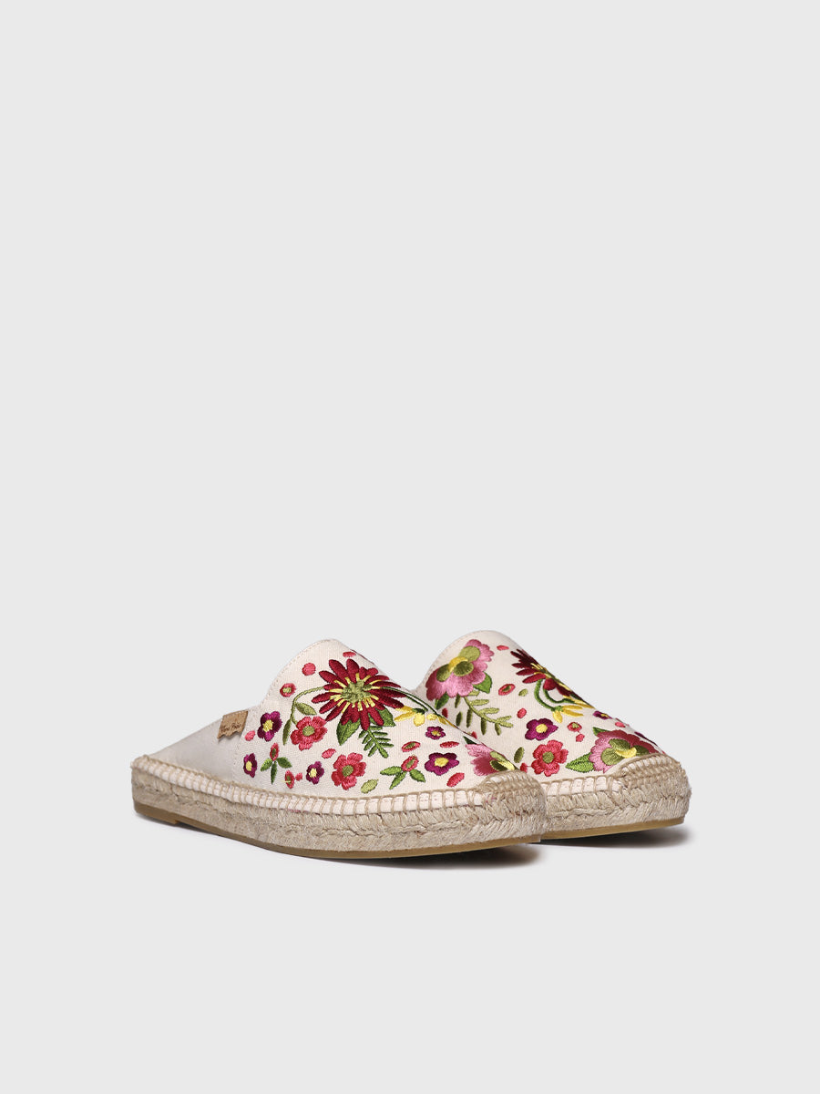 ROVIRA Alpargata mule de mujer con bordado floral