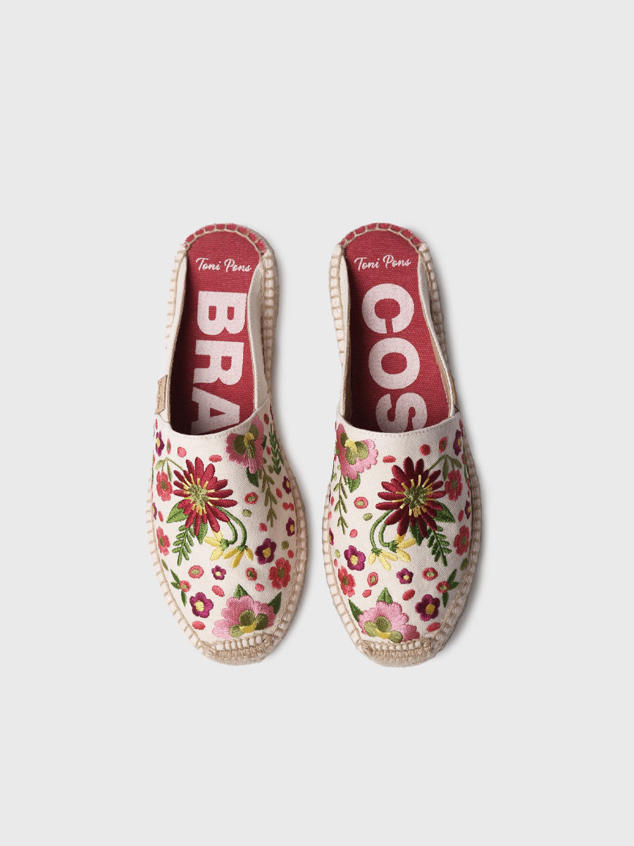 ROVIRA Alpargata mule de mujer con bordado floral