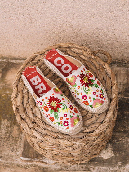 ROVIRA Alpargata mule de mujer con bordado floral