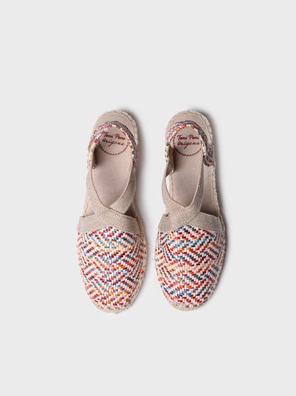 VERA-MS Alpargata plana de mujer en rafia multicolor