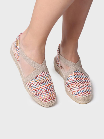 VERA-MS Alpargata plana de mujer en rafia multicolor