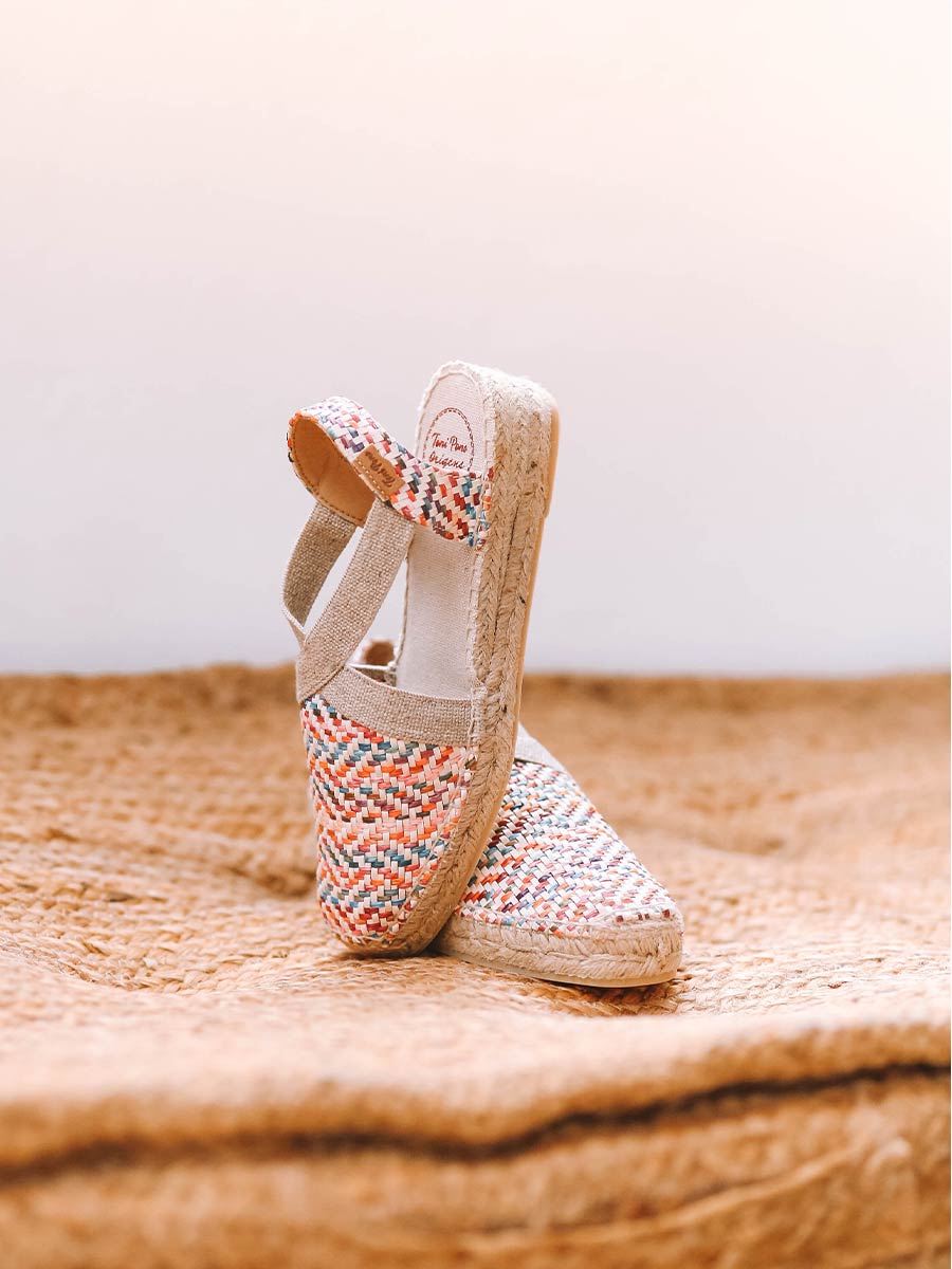 VERA-MS Alpargata plana de mujer en rafia multicolor